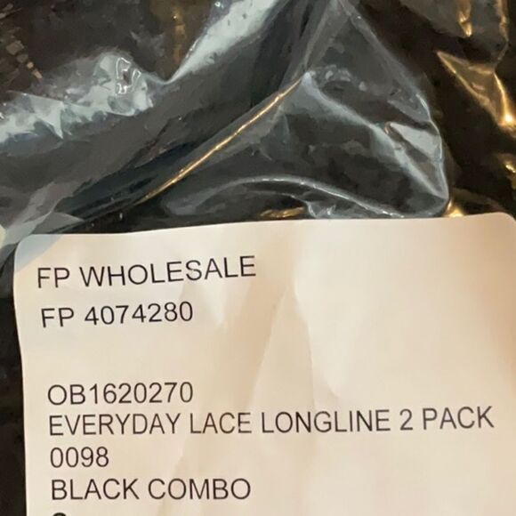 NWT Free People Intimately Black Lace Long Line Bralette 2 Pack - Picture 2 of 4